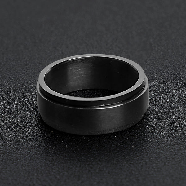 Black Enamel Stainless Steel Spinner Center Ring / SRJ2572-stainless steel good for jewelry- stainless steel jewelry for women- womens stainless steel jewelry- stainless steel cleaner for jewelry- stainless steel jewelry wire
