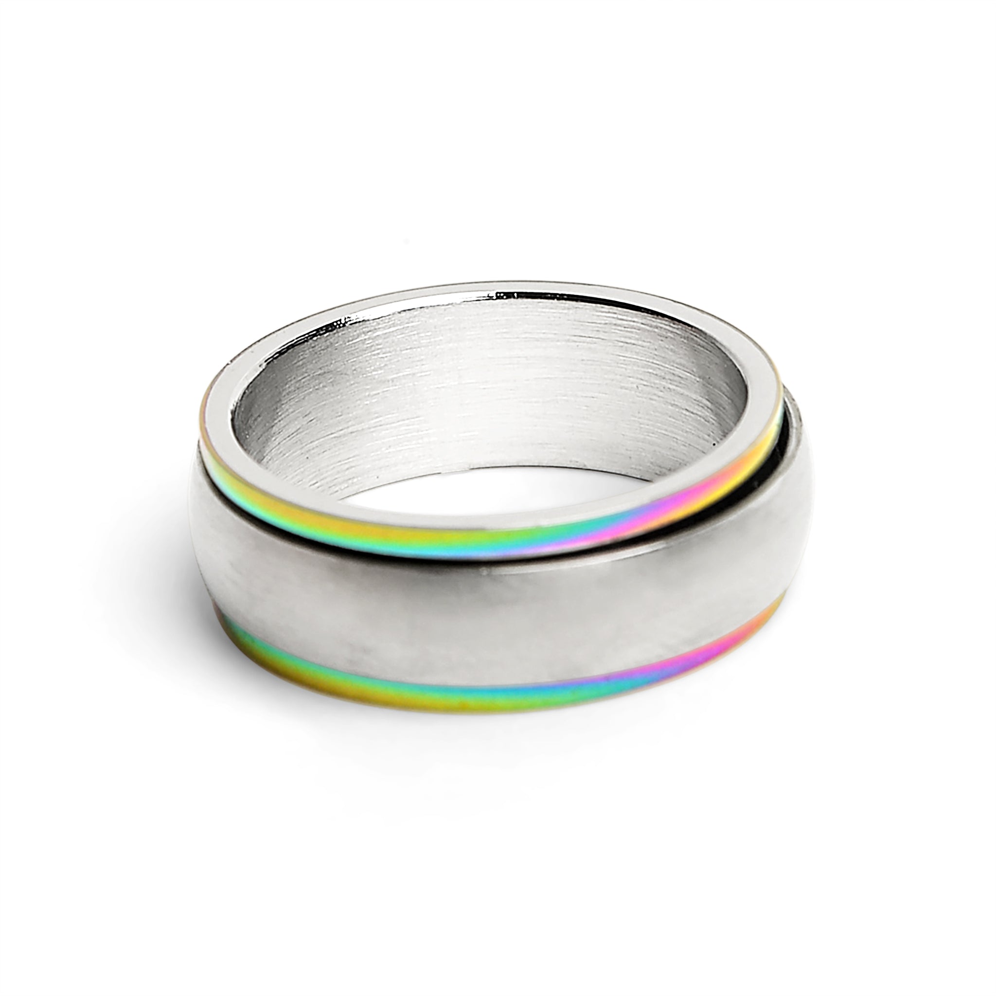 Stainless Steel Spinning Ring w/ Cuban Band. Wholesale