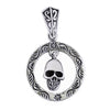 Sterling Silver Circle Skull Pendant / SSP0011-silver pendent- nackles pendent- Silver Disc Pendant- Bridesmaid Gift- Silver Cross Pendant