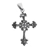 Sterling silver detailed cross pendant, back view.