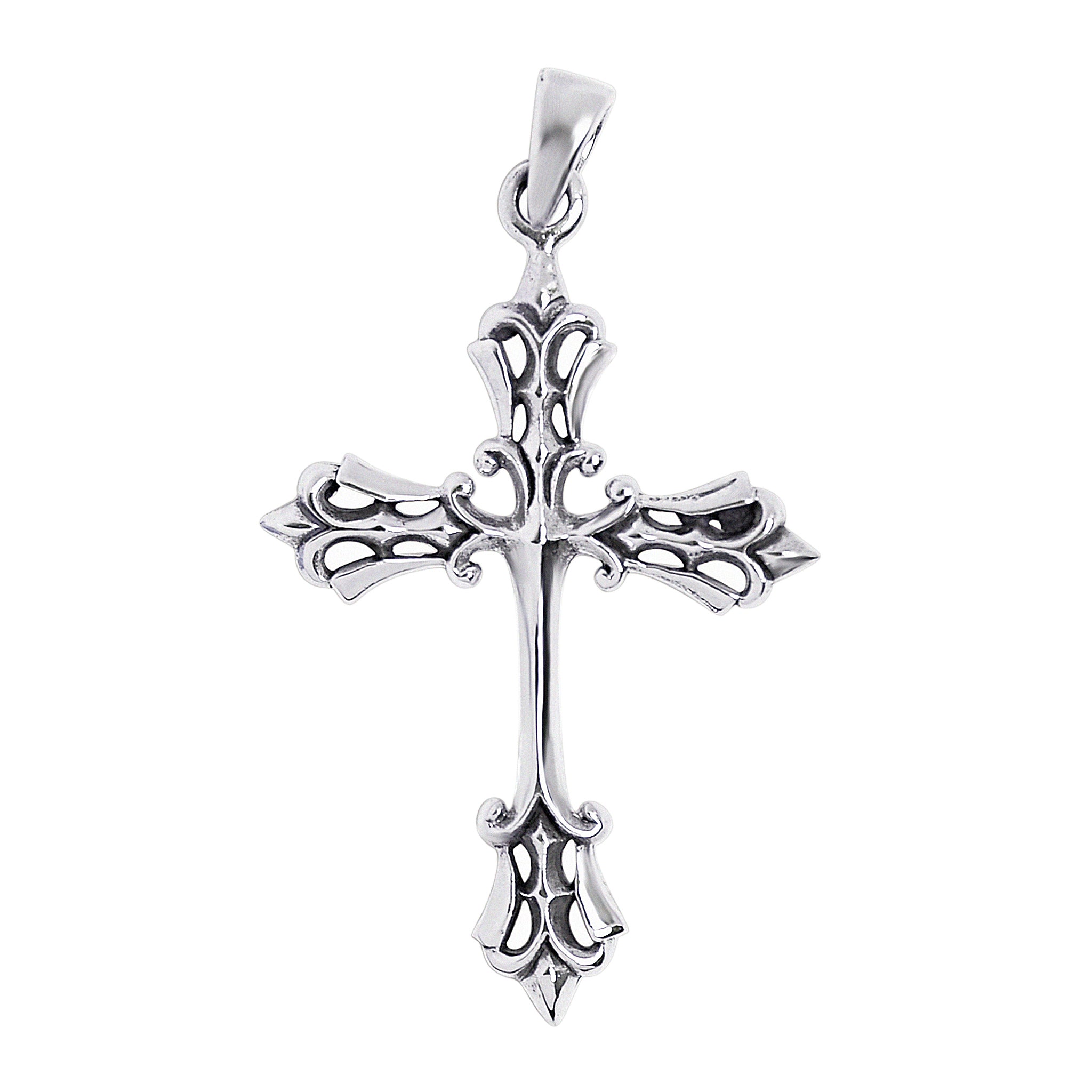 Sterling Silver Detailed Cross Pendant / SSP0021-nackles pendent- Silver Disc Pendant- Bridesmaid Gift- Silver Cross Pendant- Handmade Silver Necklace