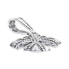 Sterling silver cross pendant at an angle.