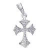 Sterling silver cross pendant, back view.