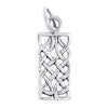 Sterling silver Celtic knot rectangle pendant, back view.
