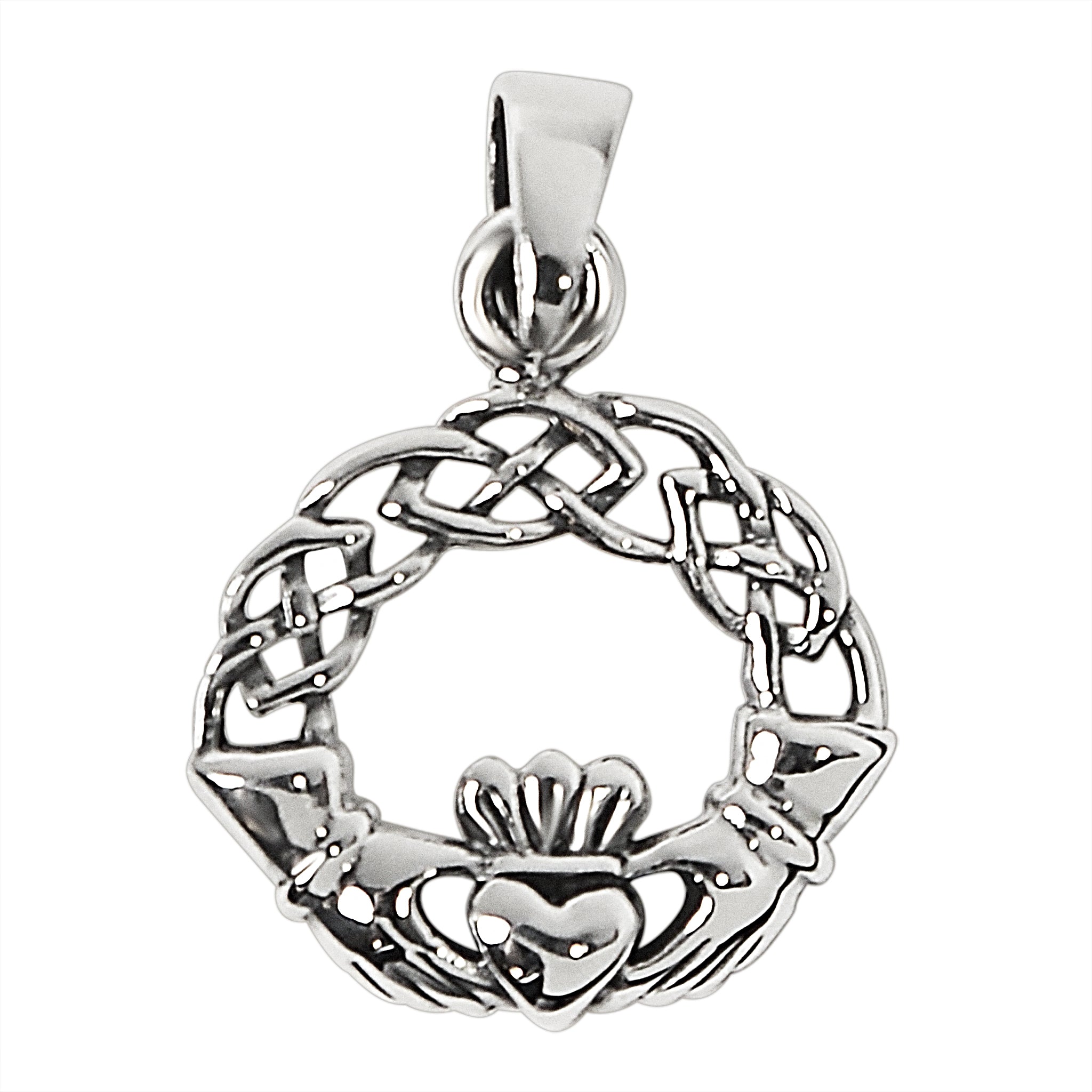 Sterling Silver Celtic Knot Claddagh Pendant / SSP0029-sterling silver pendant- .925 sterling silver pendant- Black Friday Gift- silver pendent- necklace pendent