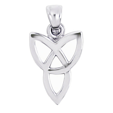 Sterling silver upside down Celtic trinity knot pendant, back view.