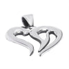 Sterling silver heart pendant at an angle.