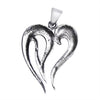 Sterling silver heart pendant, back view.