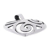 Sterling silver swirl heart pendant at an angle.