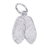Sterling silver flip flops or sandals pendant, back view.