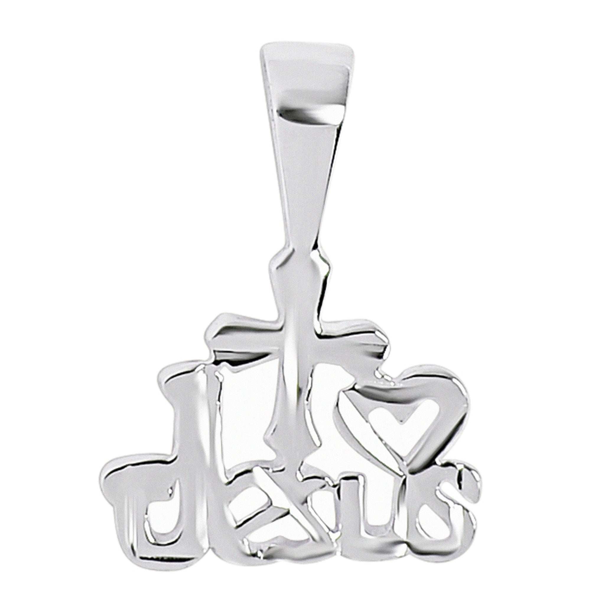 Sterling Silver "I ♥ Jesus" Heart Pendant / SSP0057-sterling silver pendant- .925 sterling silver pendant- Black Friday Gift- silver pendant- necklace pendant