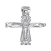 Sterling silver Cross Crucifix pendant at an angle.