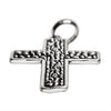 Sterling silver cobblestone Cross pendant at an angle.