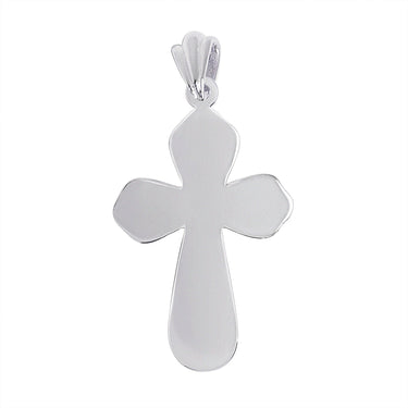 Sterling silver Crucifix Cross pendant, back view.