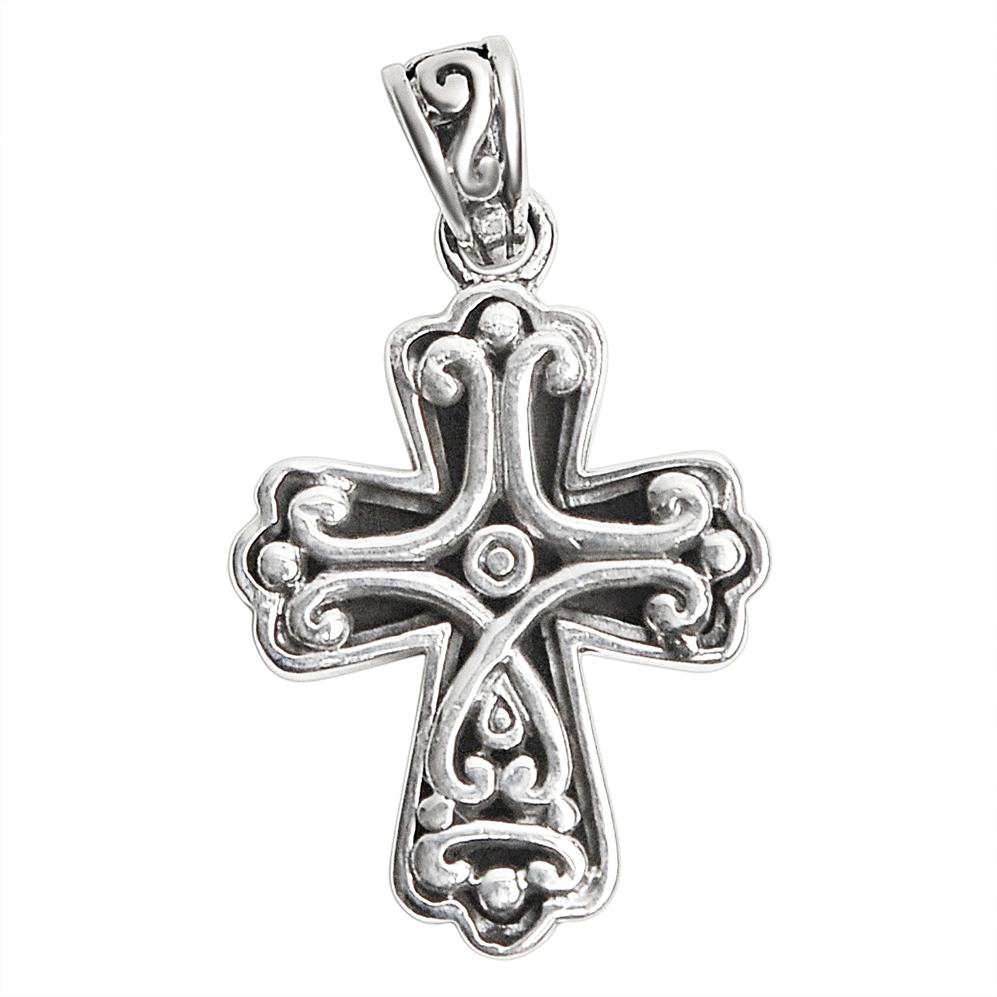 Sterling Silver Filigree Cross Pendant / SSP0080-Silver Disc Pendant- Bridesmaid Gift- Silver Cross Pendant- Handmade Silver Necklace- Hypoallergenic Jewelry