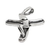 Sterling silver curved Crucifix Cross pendant at an angle.