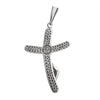 Sterling silver curved Crucifix Cross pendant, back view.