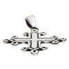 Sterling silver Greek Cross pendant at an angle.