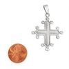 Sterling silver Greek Cross pendant with a penny for scale.