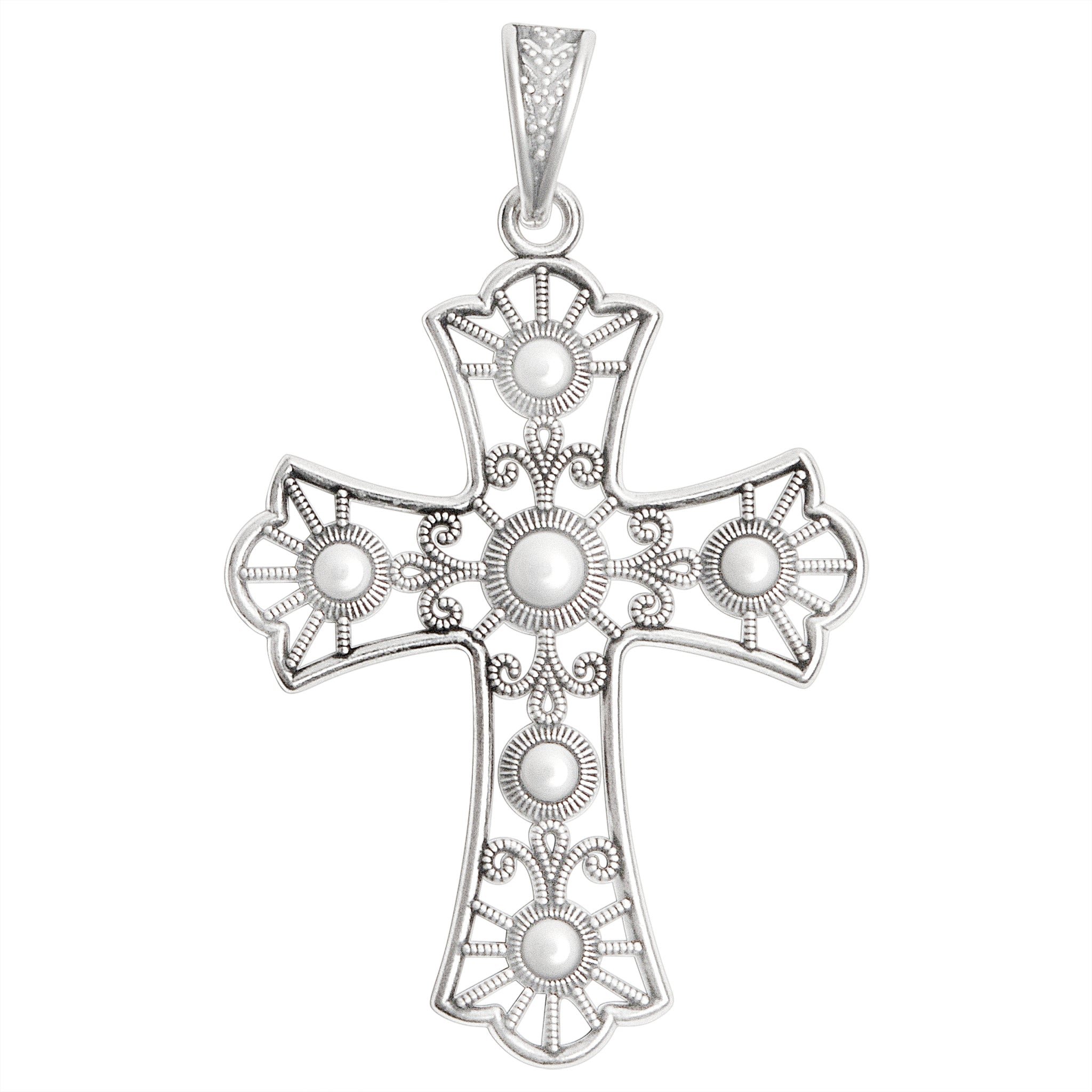 Sterling Silver Detailed Cross Pendant Ssp0094 | Wholesale Jewelry 