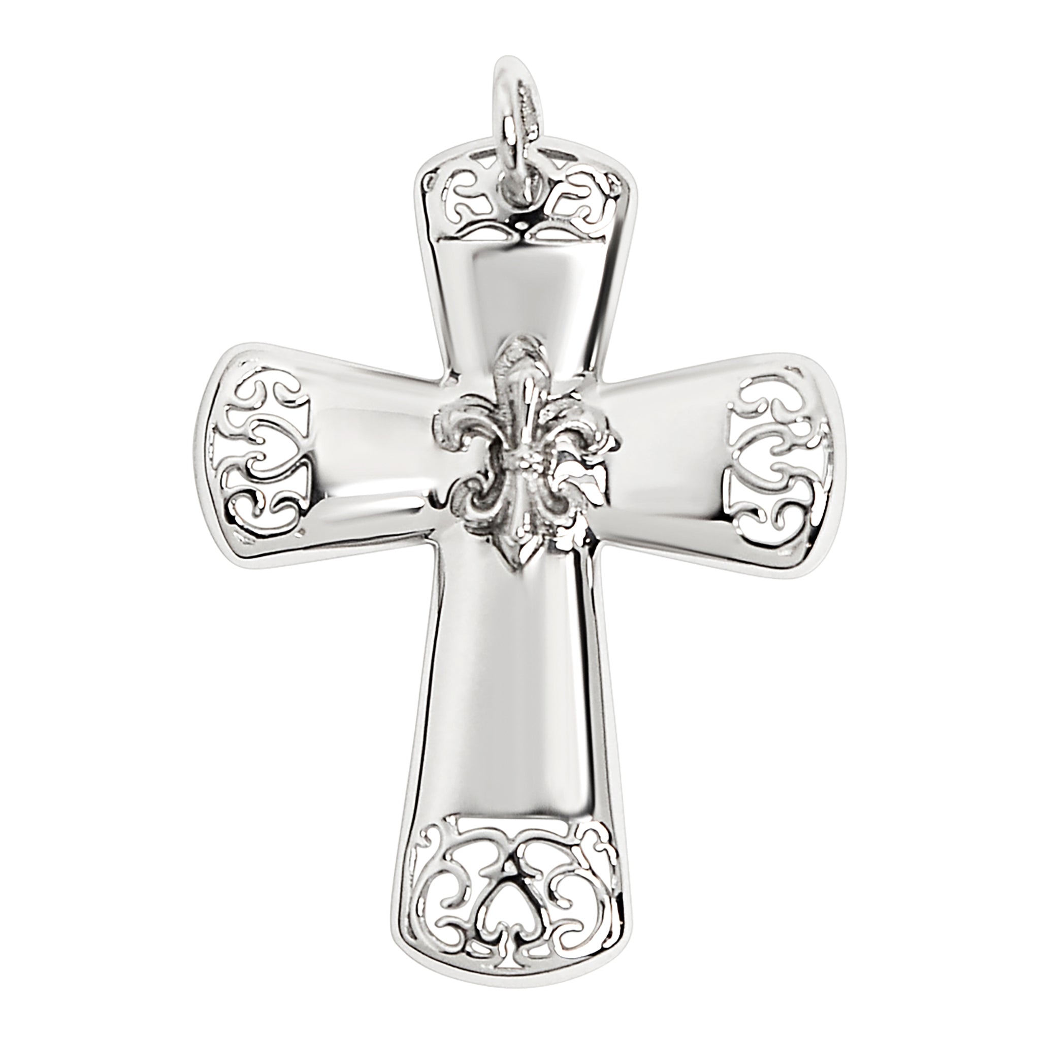 Sterling Silver Filigree Fleur de Lis Cross Pendant / SSP0095-Silver Cross Pendant- Bridesmaid Gift- Silver Cross Pendant- Handmade Silver Necklace- Hypoallergenic Jewelry