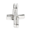 Sterling silver double Cross pendant at an angle.