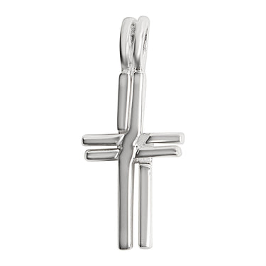Sterling silver double Cross pendant, back view.