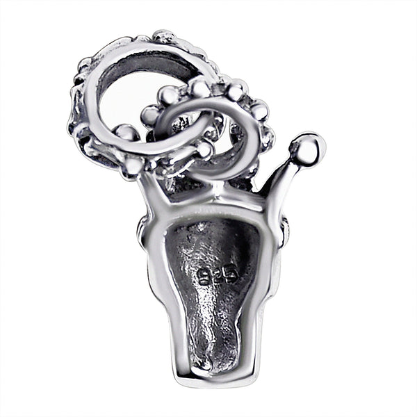 Sterling silver jester skull pendant back view.