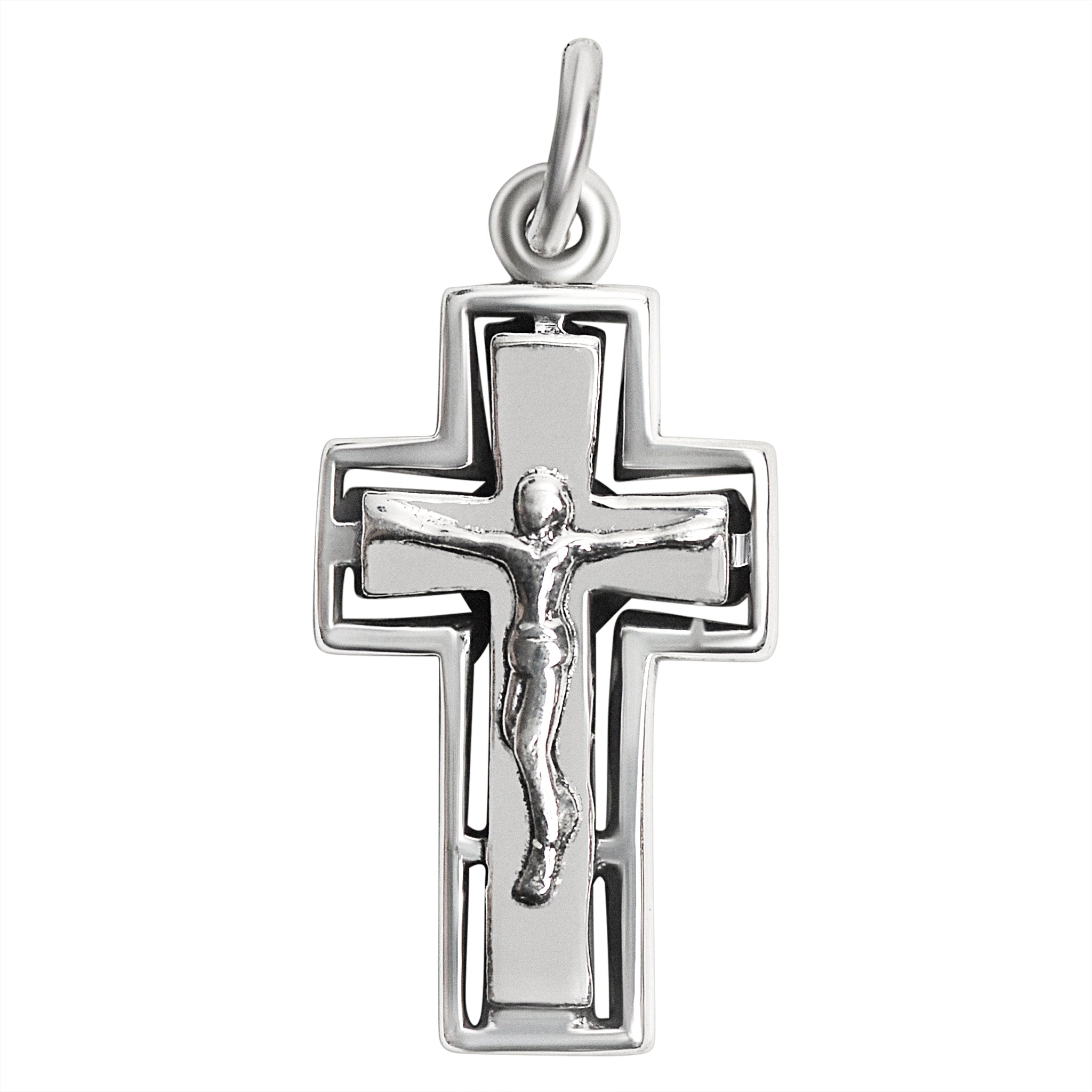 Sterling Silver Crucifix Cross Pendant / SSP0140-Handmade Silver Necklace- Hypoallergenic Jewelry- Charm Pendent- Handmade Pendant- Gift Pendent