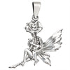 Sterling Silver Fairy And Flower Pendant / SSP0159-sterling silver pendant- .925 sterling silver pendant- Black Friday Gift- silver pendant- necklace pendant