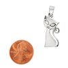 Sterling silver cat pendant with a penny for scale.