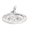 Sterling silver "First Holy Communion" pendant at an angle.
