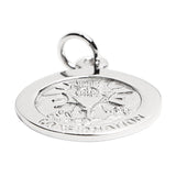 Sterling silver "Confirmation" pendant at an angle.
