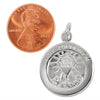Sterling silver "Holy Communion" pendant with a penny for scale.
