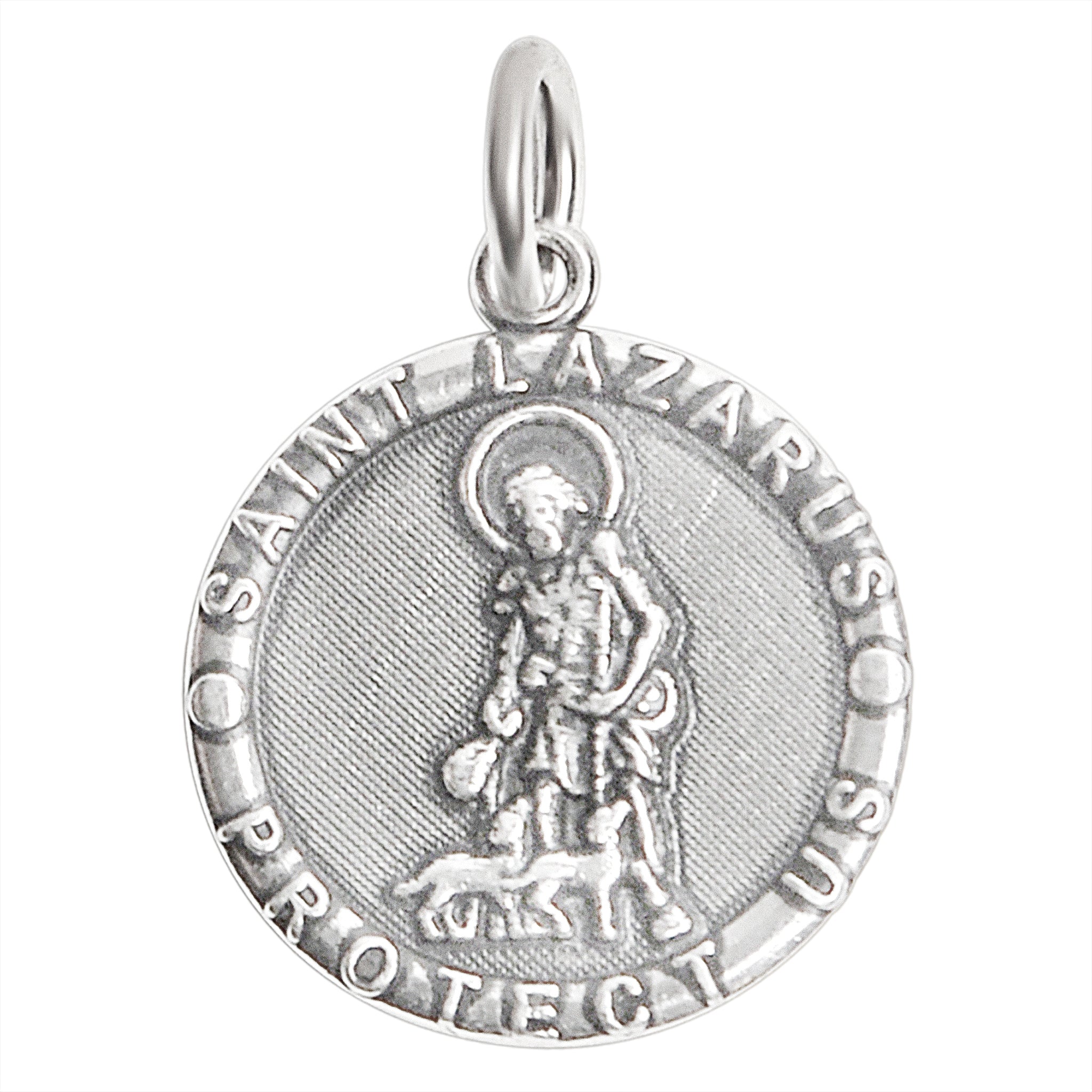 Sterling Silver "Saint Lazarus Protect Us" Pendant / SSP0190-sterling silver pendant- .925 sterling silver pendant- Black Friday Gift- silver pendant- necklace pendant