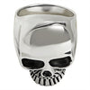 Sterling silver skull ring angled down.