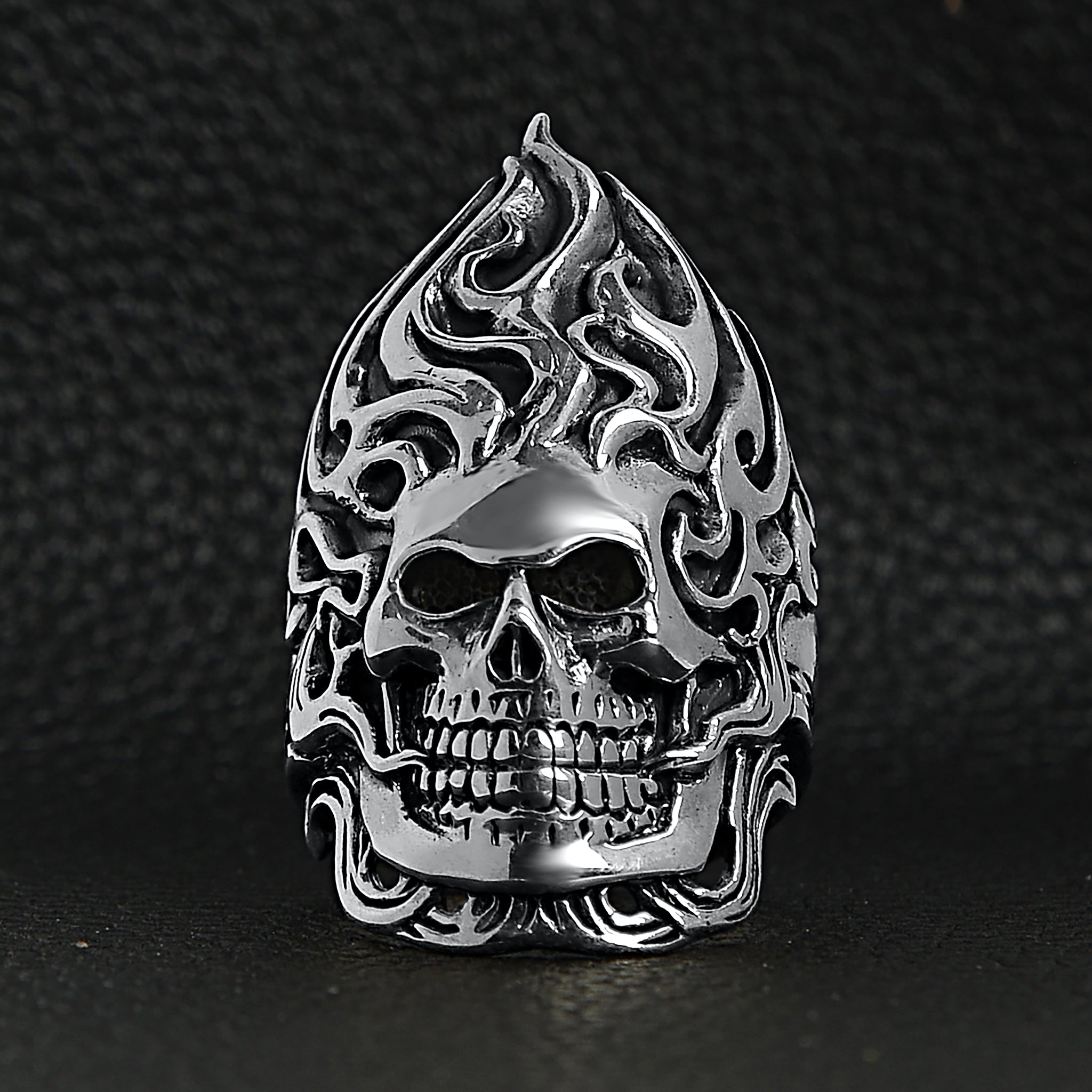 Sterling Silver Flame Skull Ring Ssr0006 | Wholesale Jewelry Website