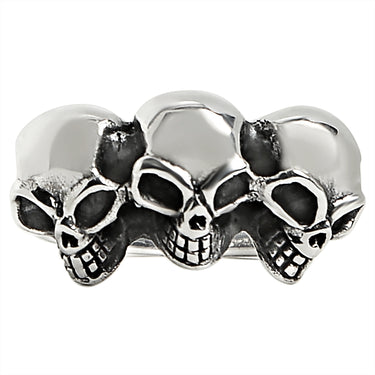 Sterling Silver Triple Black Eyed Skulls Ring / SSR0009-sterling silver pendant- .925 sterling silver pendant- Black Friday Gift- silver pendant- necklace pendant