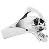 Sterling silver screaming skull ring side view.