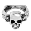 Sterling silver skull and nude women ring angled down.
