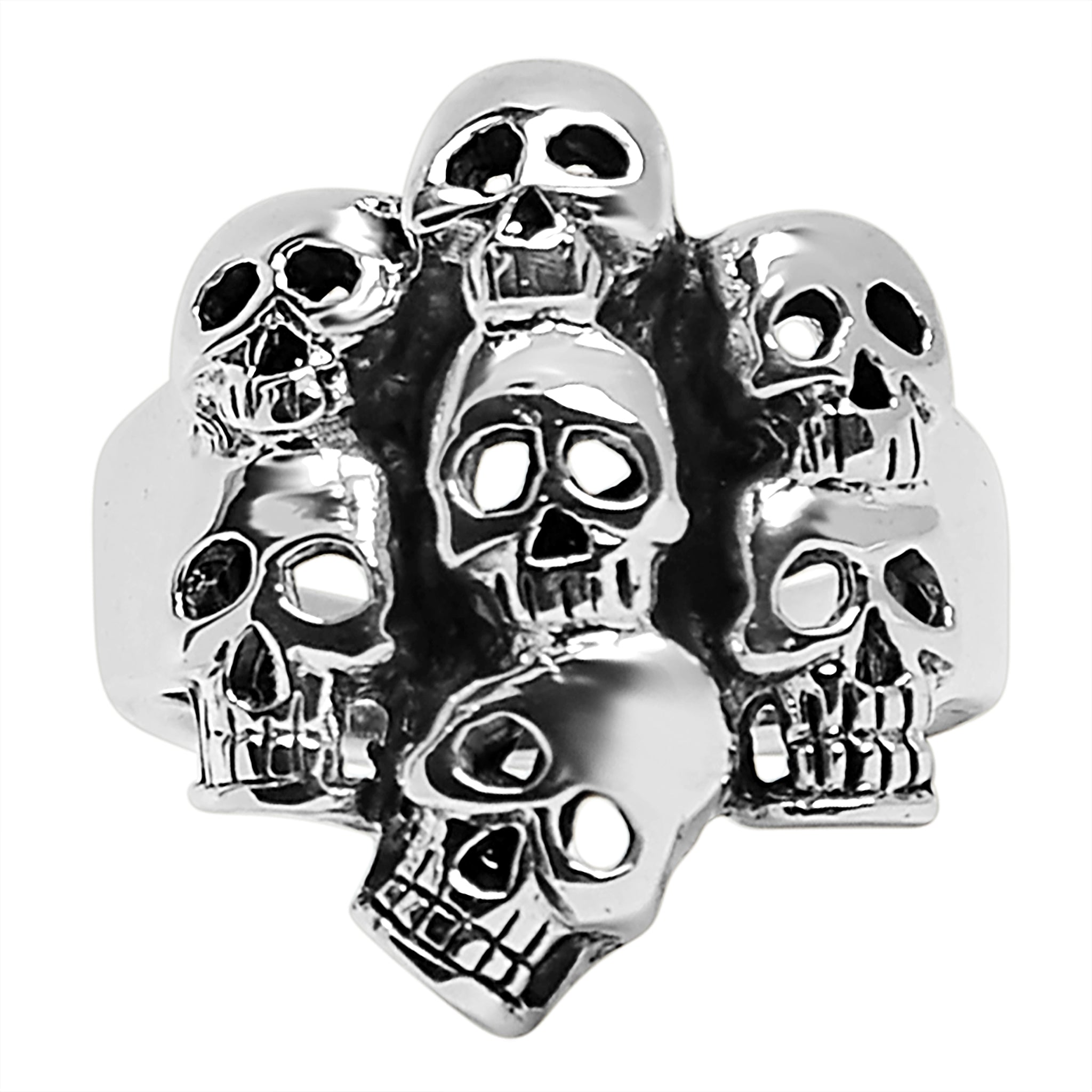 Sterling Silver Skull Pile Ring / SSR0024-sterling silver pendant- .925 sterling silver pendant- Black Friday Gift- silver pendant- necklace pendant