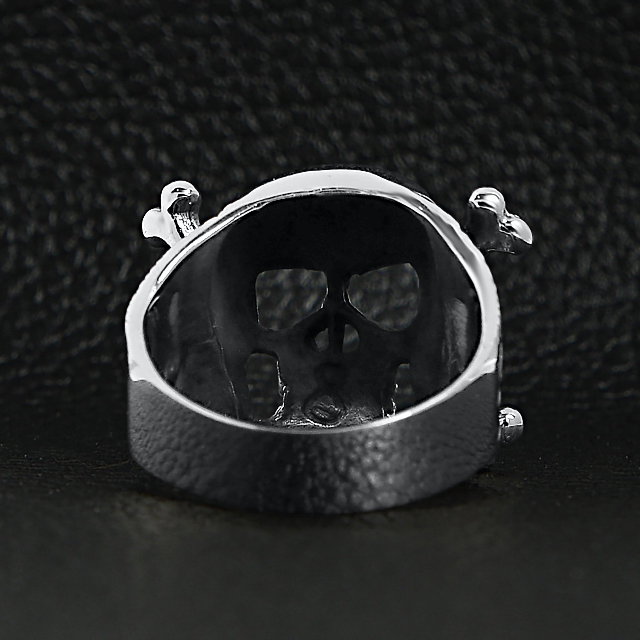 Sterling Silver Helmet Skull and Crossbones Ring / SSR0036