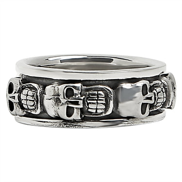 Sterling silver skull spinner ring.