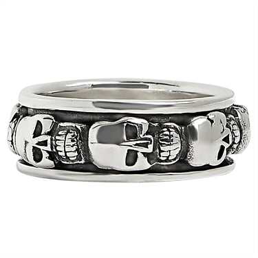 Sterling silver skull spinner ring.