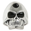Sterling Silver Black Eyed Skull with 3rd Eye Ring / SSR0074-sterling silver pendant- .925 sterling silver pendant- Black Friday Gift- silver pendant- necklace pendant