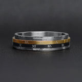 Roman Numerals Gold Black Spinner Stainless Steel Ring Lifestyle