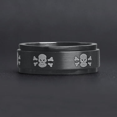 Black Stainless Steel White Skull Spinner Ring Lifestyle
