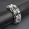 Stainless Steel Double Skulls Alternating Bike Chain Bracelet / WCB1006
