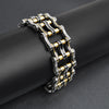 Stainless Steel Black And 18K Gold PVD Coated Double Bike Chain Bracelet / WCB1007