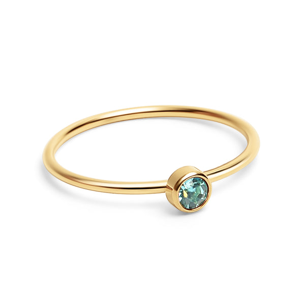 18k Gold PVD Coated Stainless Steel Birthstone Stacking Ring / ZRJ1001